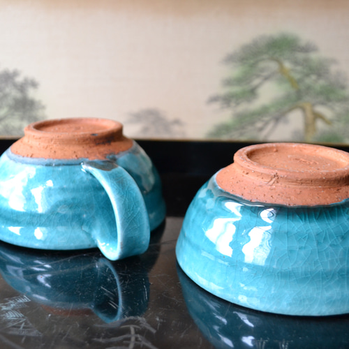 再入荷！】 スープカップ2個セット（ターコイズ） ＊小鉢 スープ皿