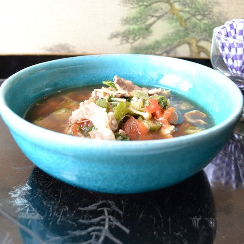 再入荷！】 スープボウル大（ターコイズ） 鉢 スープ皿 ☆萩焼 陶器