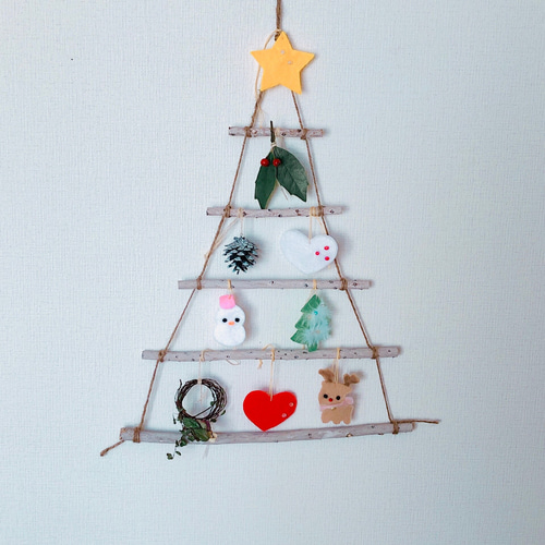 むぅ様専用【希少】木製クリスマスツリー フェルトオーナメント26個