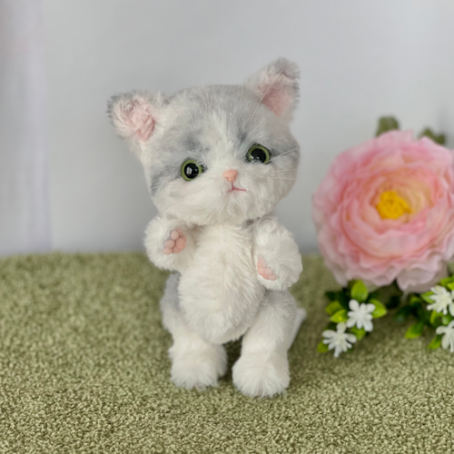 子猫ちゃん（ハチワレ/グレー）」テディベア No.017 ぬいぐるみ