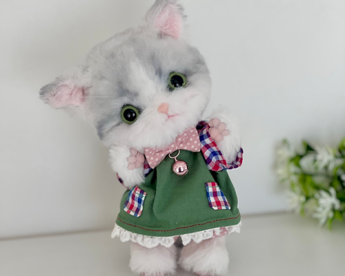 国内作家さま　ねこちゃん　テディベア 子猫ちゃん（ハチワレ/グレー）」テディベア No.017 ぬいぐるみ