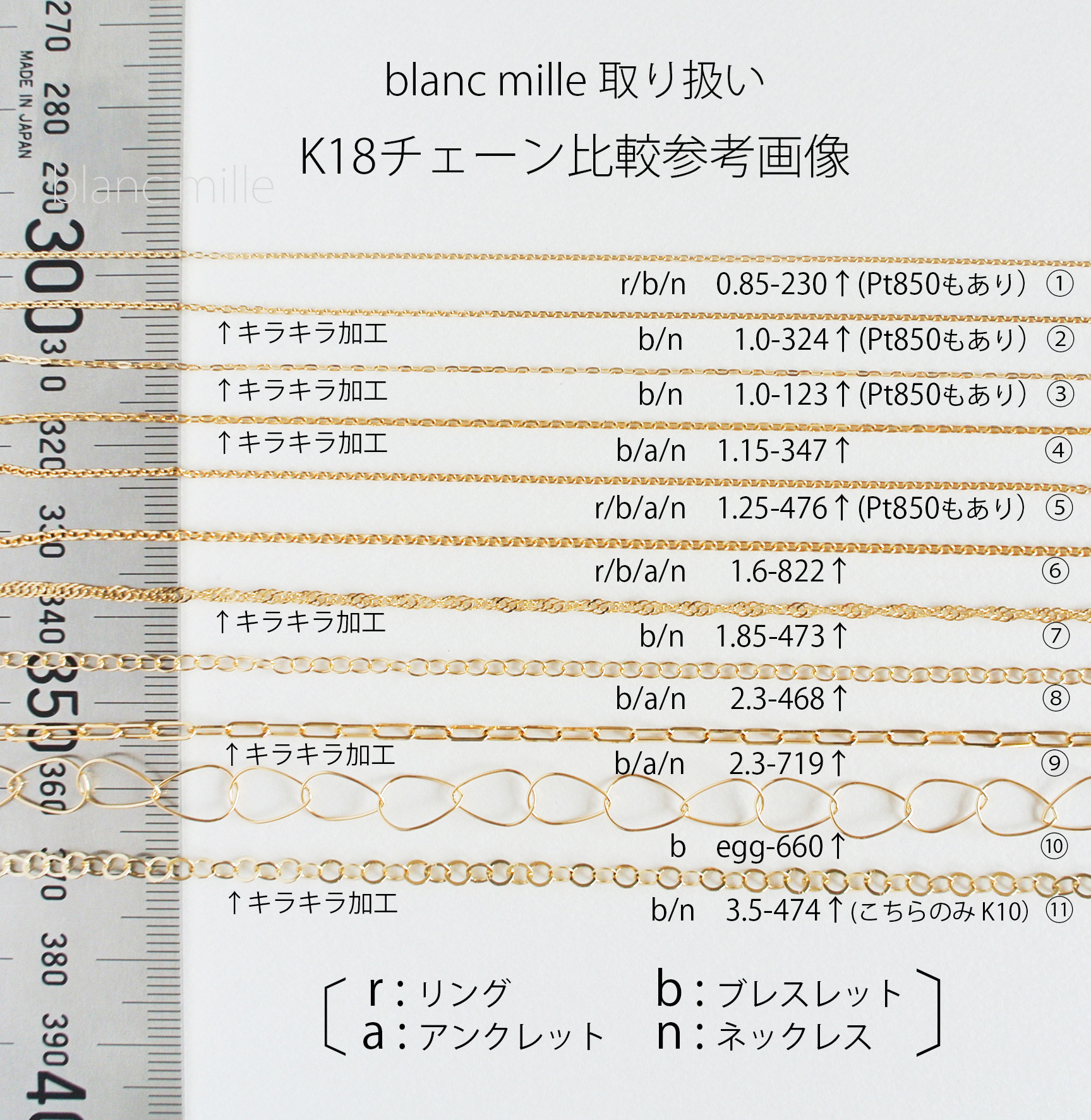 No.b-2.3-468○*K18 シンプルブレスレット オーダー制作○*18金ゴールド少し太め小豆チェーン 18k