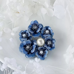 blue rose　アンティークブルー のお花 （ サージカルステンレス316L ）藍色 受注制作 5枚目の画像
