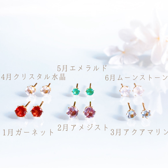 《1月〜12月誕生石》誕生石一粒ポストピアス スタッドピアス サージカルステンレス 14kgf シルバーカラー 誕生日 6枚目の画像