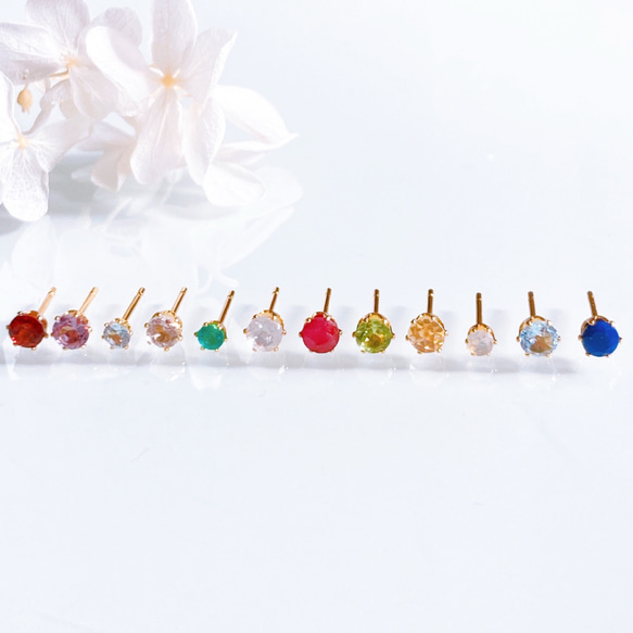 《1月〜12月誕生石》誕生石一粒ポストピアス スタッドピアス サージカルステンレス 14kgf シルバーカラー 誕生日 10枚目の画像