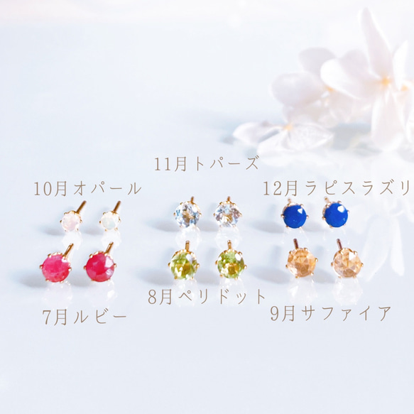 《1月〜12月誕生石》誕生石一粒ポストピアス スタッドピアス サージカルステンレス 14kgf シルバーカラー 誕生日 7枚目の画像