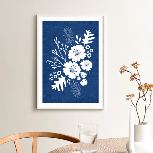 北欧 風 インテリア アート ポスター 【 white painted.】ネイビー