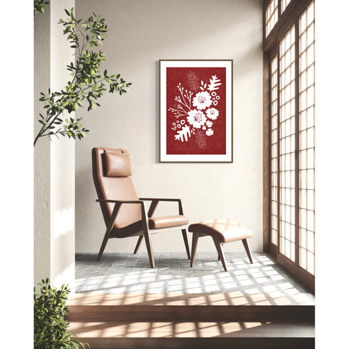 北欧 風 インテリア アート ポスター【 white painted. 】レッド :/128
