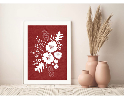 北欧 風 インテリア アート ポスター【 white painted. 】レッド :/128