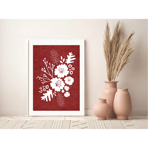 北欧 風 インテリア アート ポスター【 white painted. 】レッド