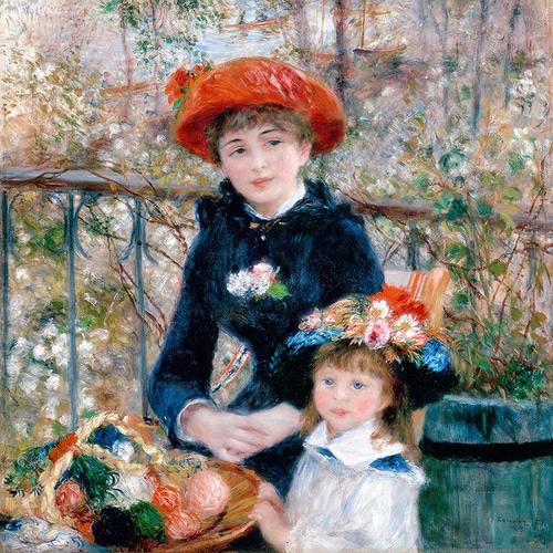 ルノワール『 二人の姉妹（テラスにて）』の木枠付きフォトタイル（S