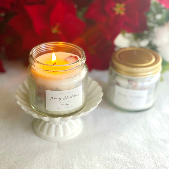 期間限定クリスマスギフト♪聖なるアロマリラックスcandleローズハーブ&soy wax 天然素材　 6枚目の画像