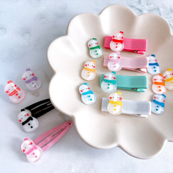 ゆきだるま ヘアクリップ/パッチンピン 【冬 雪だるま】ヘアピン