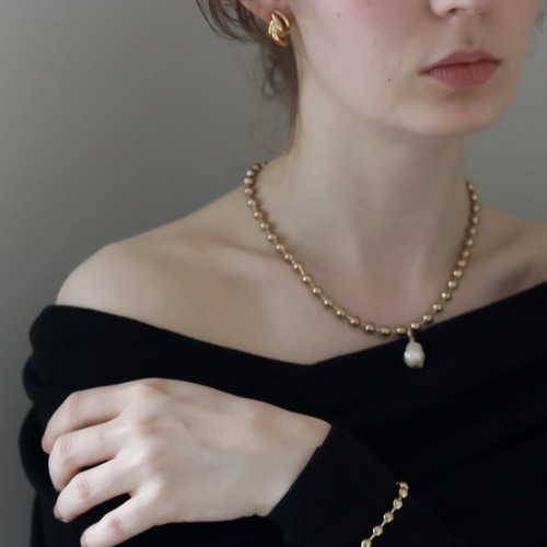 ネックレス＆ブレスレット 】2way baroque pearl ball chain 2点セット 