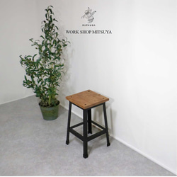 IRON stool”teak”（スツール/椅子/アイアン/チェア/鉄脚） 1枚目の画像