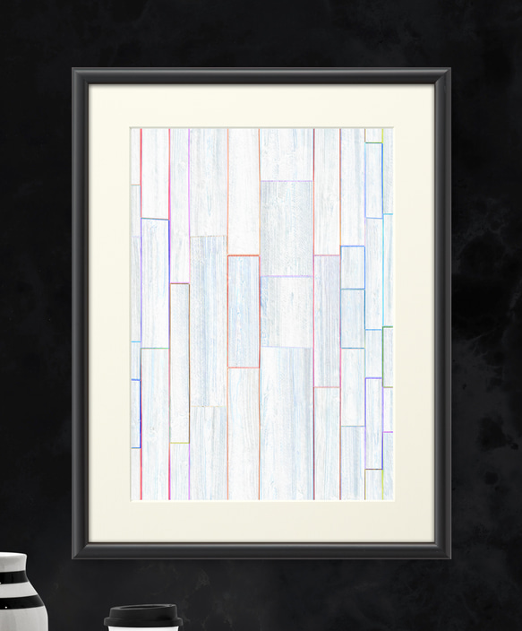 カラフルで色鮮やかな線のパステル木目調 二つ折り財布 本革 10枚目の画像