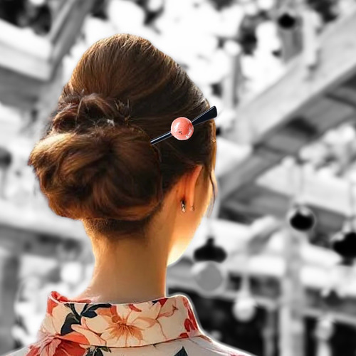 浴衣にも かんざし ヘアアクセ ブライダル 浴衣 花火大会 結婚式 小物 髪飾り 艶々玉かんざし 桃色の追憶 全4色