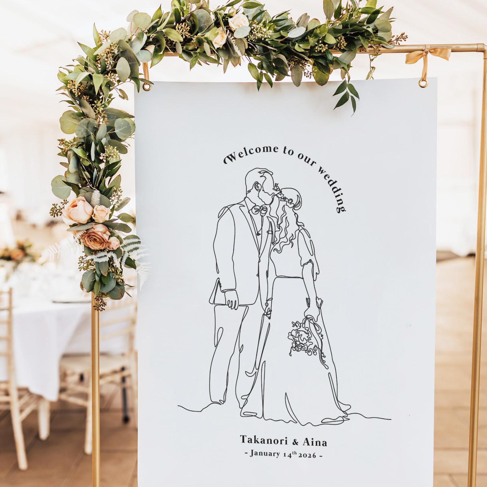 ˚✧₊⁎結婚式 書道のお名前ウェルカムボード♡シンプルで可愛いデザイン！