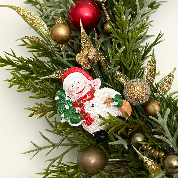 クリスマスミニリース　アンティークゴールドレッド 3枚目の画像
