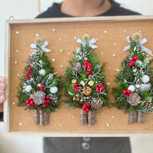 3連クリスマスツリー プリザーブドフラワー Cocoflower 通販 12834172