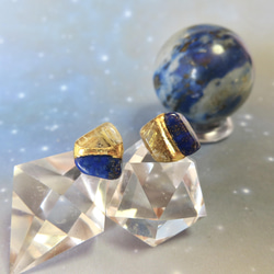 流星群＊Lapis lazuli×Rutile quartz＊金継ぎピアス／M~S size 13枚目の画像