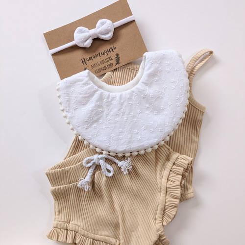 lehtiä Lace bib(white)コットン刺繍レースのスタイ ご出産 lehtiä Lace bib(white)コットン刺繍レースのスタイ ご出産