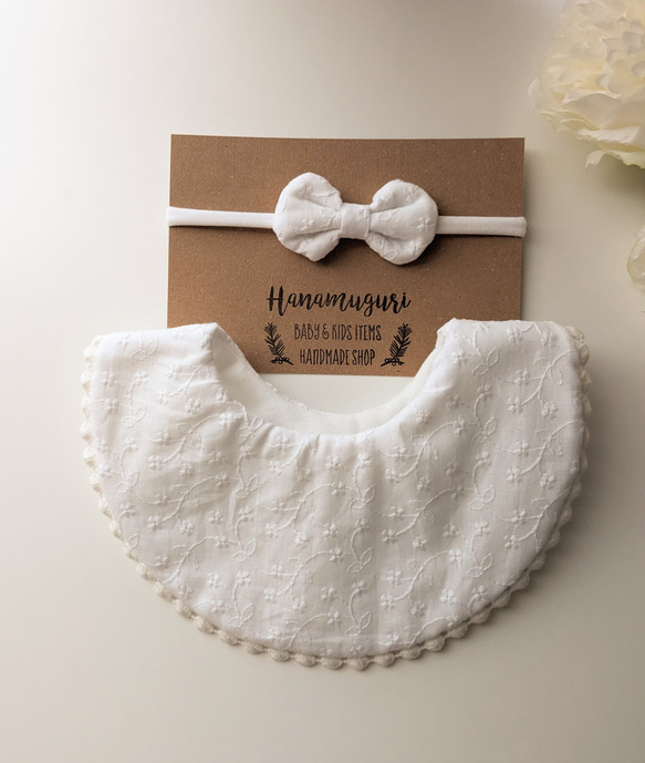 baby headband　✴︎レース刺繍（ホワイト）　ヘアバンド　新生児・ベビー・キッズ用 2枚目の画像