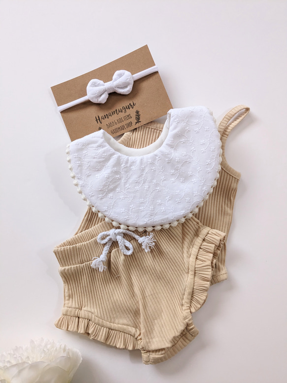 baby headband　✴︎レース刺繍（ホワイト）　ヘアバンド　新生児・ベビー・キッズ用 4枚目の画像