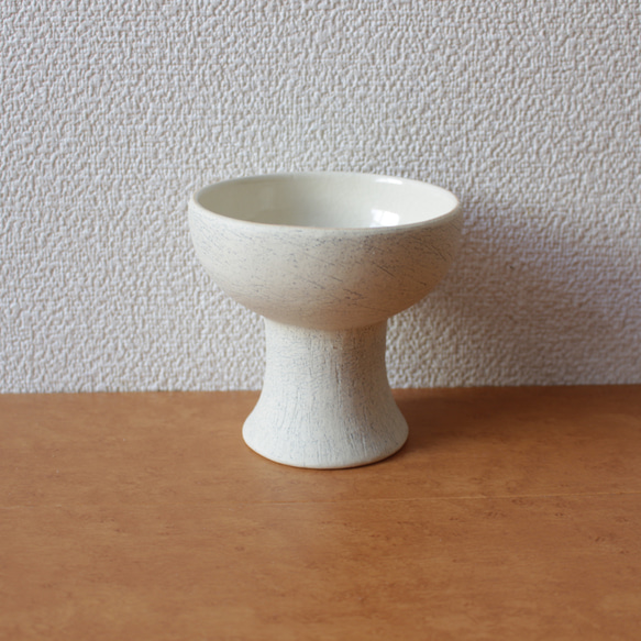 陶器 抹茶碗 馬上杯 茶道 白土 青顔料 コブレット 酒器 ワイン ワイン