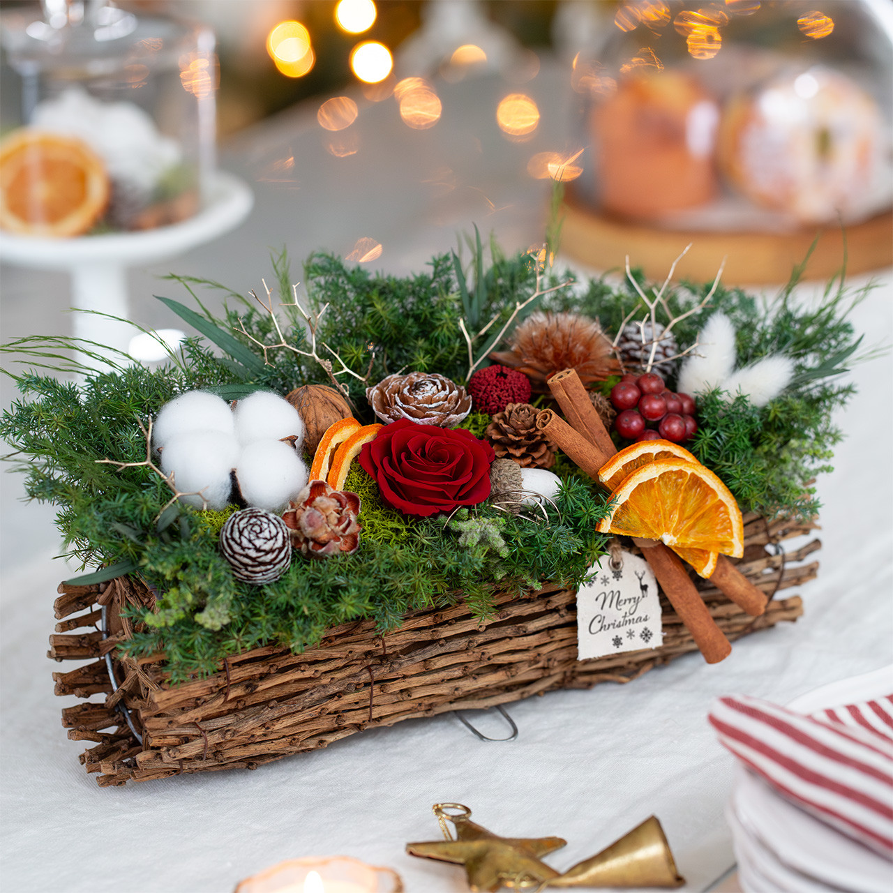 【再販】クリスマス アレンジメント（ブラウン）