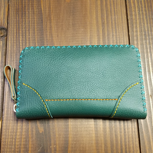 小さなダブルファスナーの長財布（ターコイズミント） 長財布 ますみ