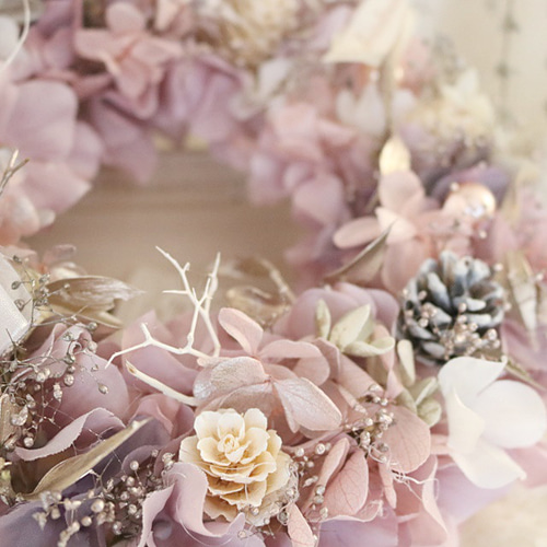 ほんのり大人ピンクのクリスマスリース アートフラワー K-FLEUR 通販