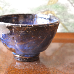 抹茶茶碗】青萩井戸茶碗(コスモブルー) 萩焼き 茶碗・めし碗 ねこ