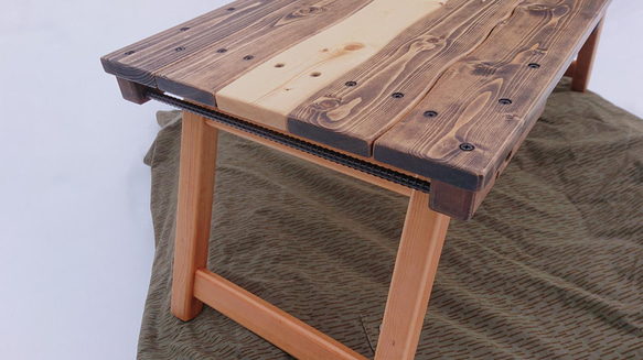 【受注生産】折りたたみローテーブル  （小太郎テーブル）  アイアンバー キャンプ 11枚目の画像