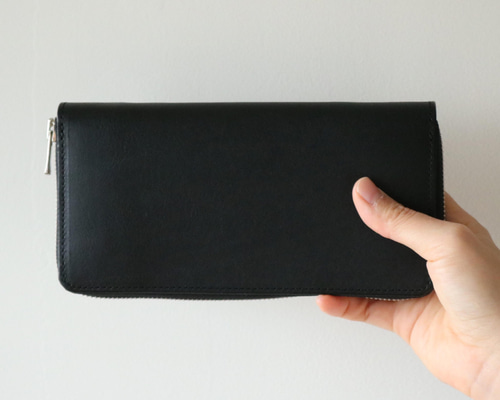 革財布 大 長財布 レザーロングウォレット ブラック 黒 プレゼント