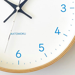 KATOMOKU plywood clock 22 ライトブルー km-121LB 掛け時計 連続秒針 2枚目の画像