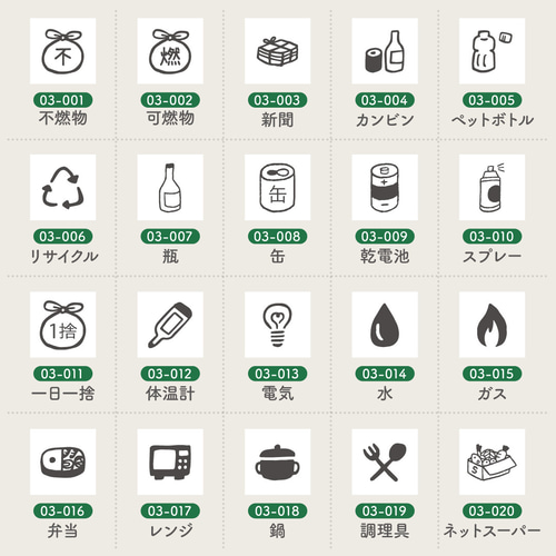 手帳スタンプmini 7mm｜03 家事 60種類（c-03）はんこ ハンコ