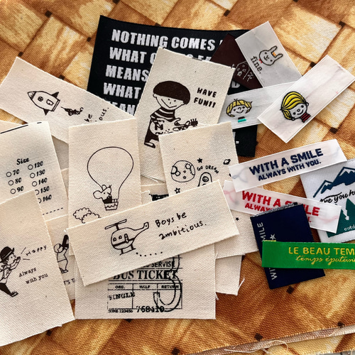 布タグ　おすそ分け ハンドメイド に 布 タグ 刺繍 タグ おまかせ 男の子 セット リボン