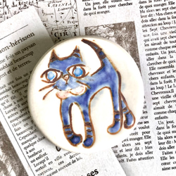 青い猫のブローチ 4枚目の画像