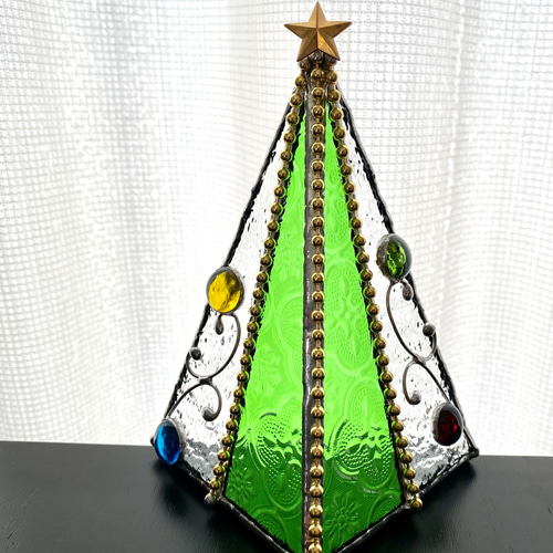 ♢ガラスのクリスマスツリー♢グリーン＆クリアーS♢クリスマスカラー