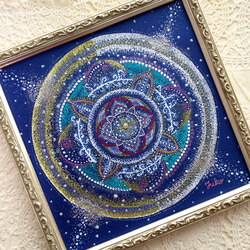 【絵画】星鏡《ポストカード+おまけ付》点描　曼荼羅アート　宇宙　エネルギー 2枚目の画像