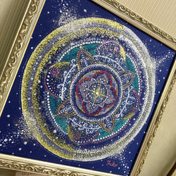 【絵画】星鏡《ポストカード+おまけ付》点描　曼荼羅アート　宇宙　エネルギー 12枚目の画像