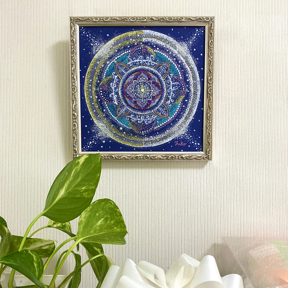 【絵画】星鏡《ポストカード+おまけ付》点描　曼荼羅アート　宇宙　エネルギー 8枚目の画像