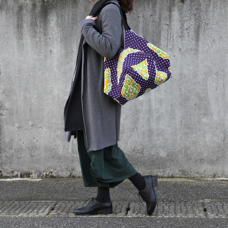 カンガのマルシェバッグ（ ダマスク ）買い物 エコバッグ 大きめ 肩掛け ヨガ ピラティス