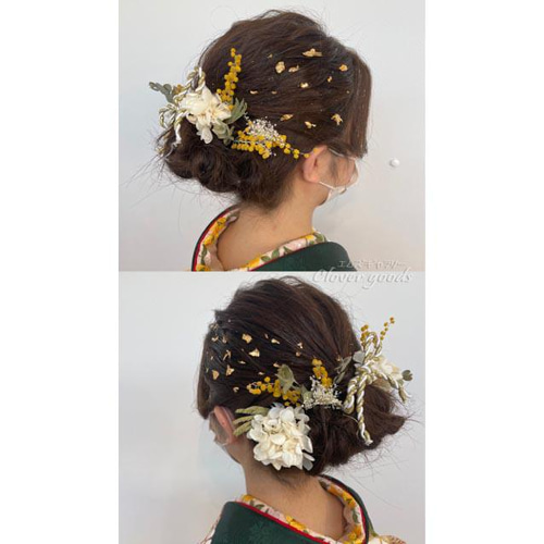 ミモザの髪飾り(造花に変更可)#ヘッドドレス#成人式#結婚式#卒業