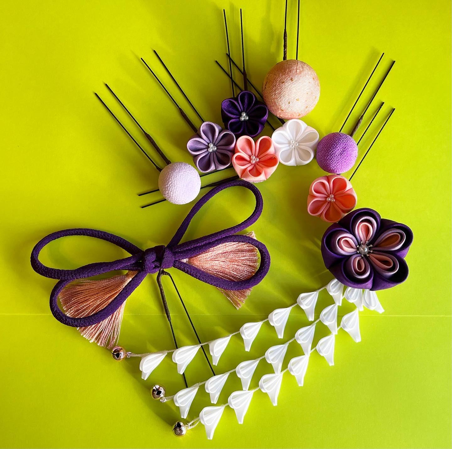 【再販】組み合わせ自由　正絹髪飾り　つまみ細工　七五三　成人式に