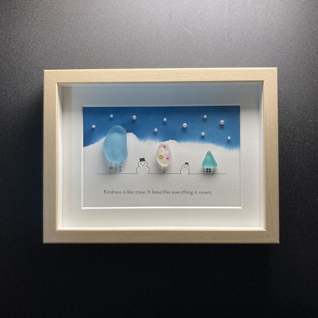 シーグラスアート「雪の降る景色」 その他アート ゆきみ工房 通販