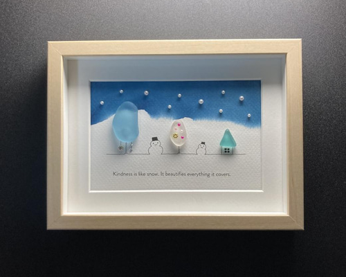 シーグラスアート ＊雪の日のプレゼント＊ シーグラスアート♡冬のレア