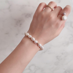 K14GF Baroque White Pearl Toggle bracelet 第4張的照片