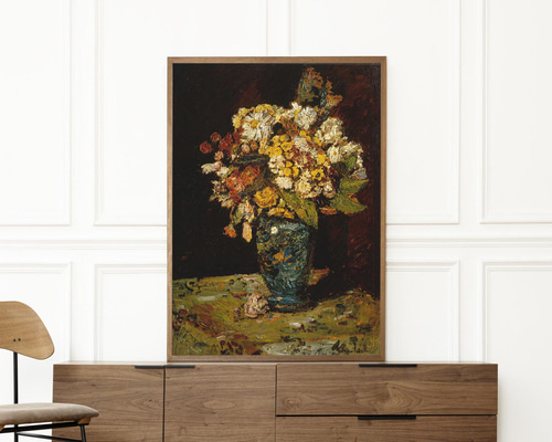 NO.281】花瓶と花々フラワーアートポスター☆油絵絵画植物 NO.281】花瓶と花々フラワーアートポスター☆油絵絵画植物